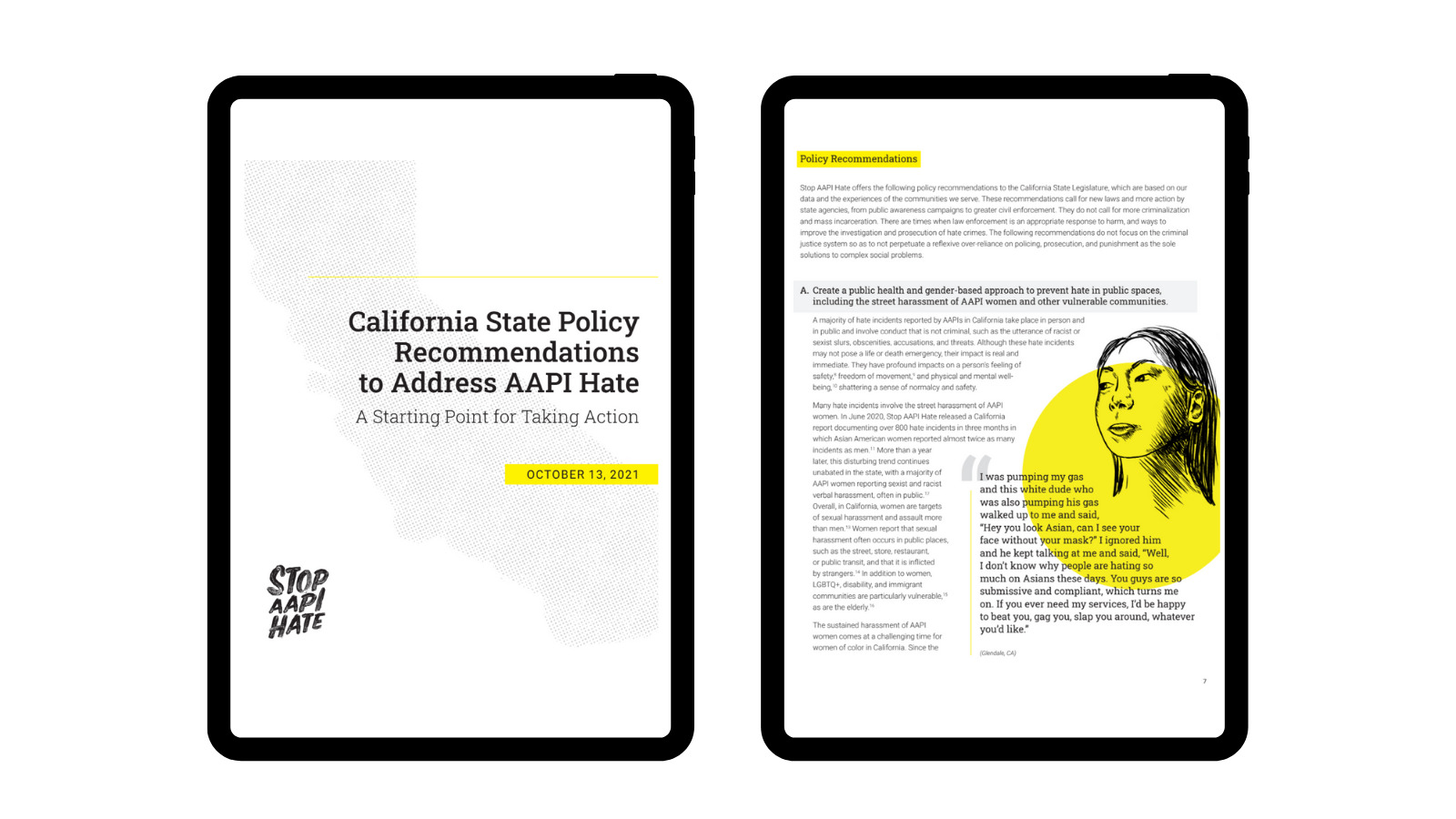 A layout of the Stop AAPI Hate California state policy agenda.