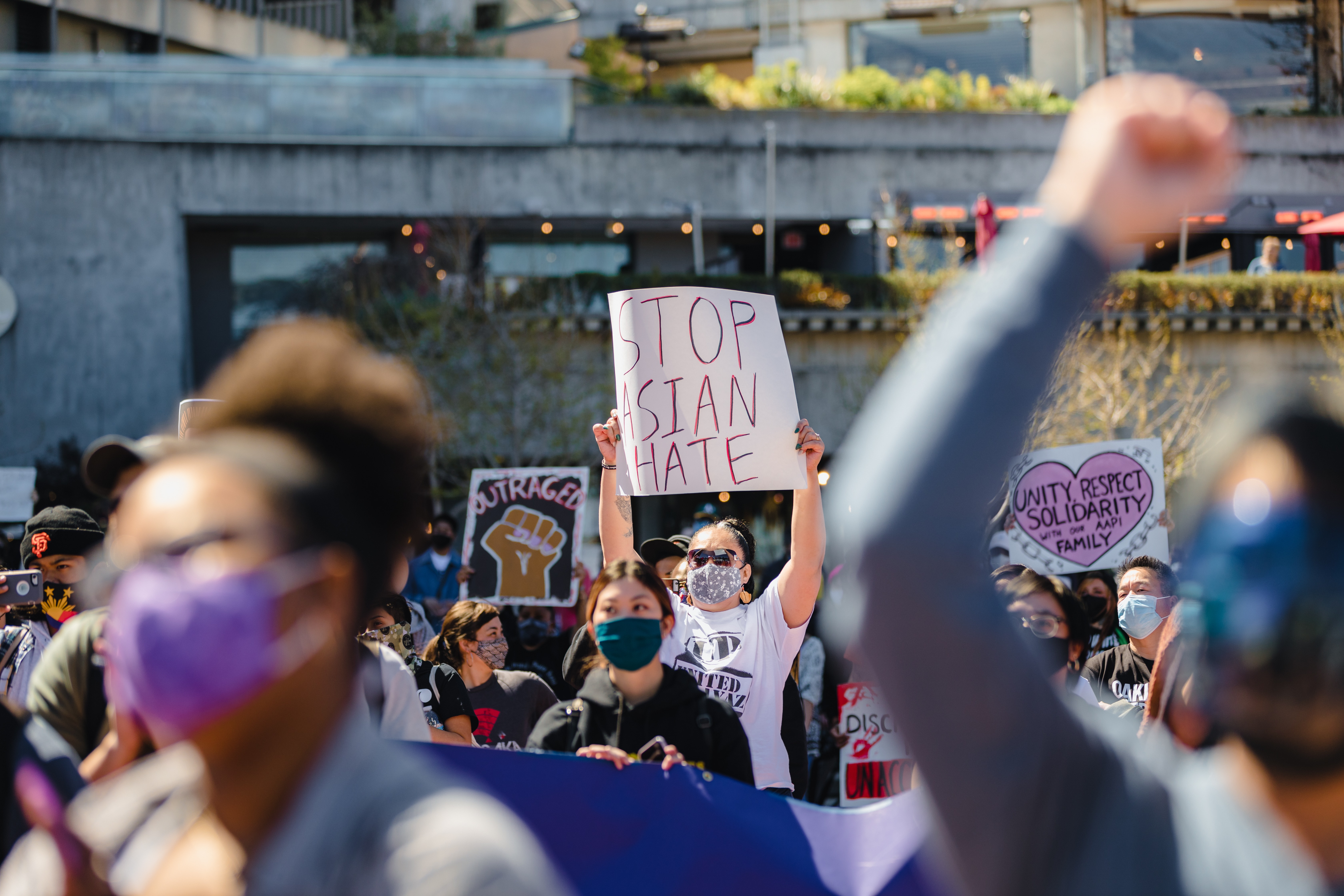 Asian Americans protest the rise of anti-Asian hate in San Francisco. Photo credit: Jason Leung