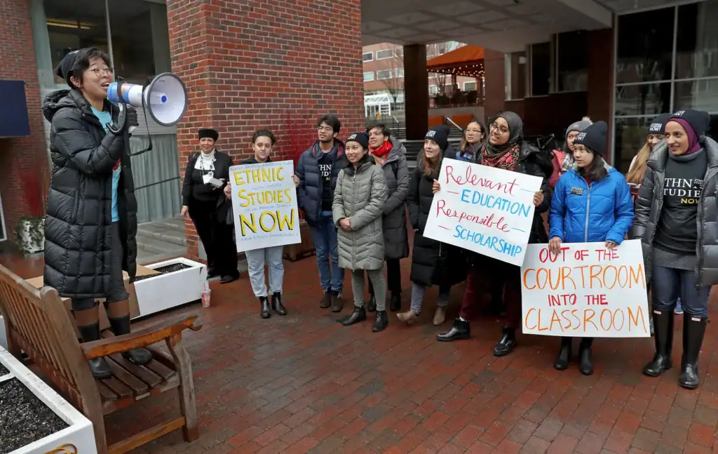 Sally Chen rallying around affirmative action when she was a student at Harvard.